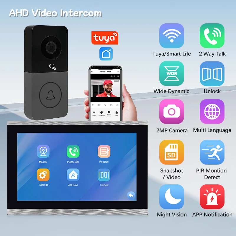 2025 Latest WiFi Doorbell Camera with 10 Inch Screen Video Door Phone Unlock 4-Wire AHD Tuya Smart Doorbell Video Intercom