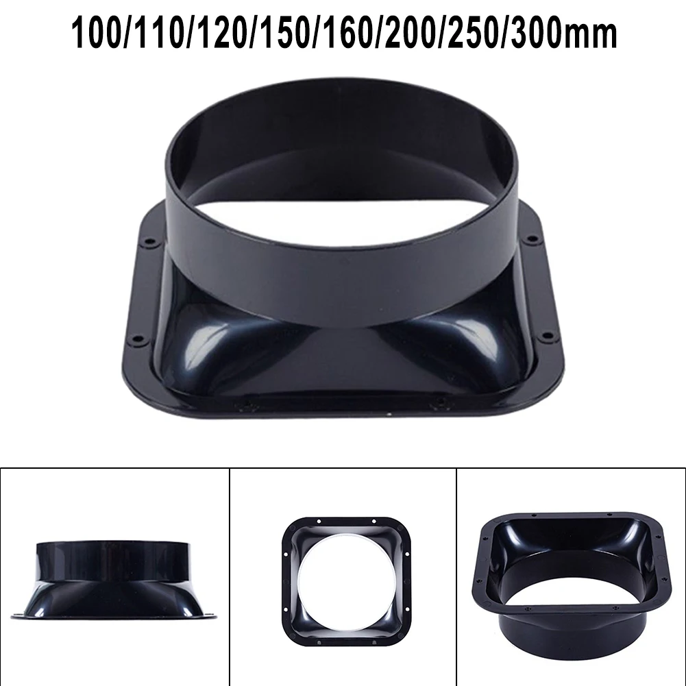 Duct Connector Square Flange ABS Plastic For 100-300mm Dia Hose Check Valve Air Vent Duct Connector Ventilation Pipe Flange