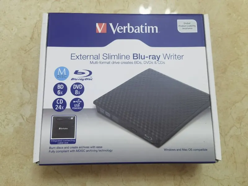 New Original External Portable Slimline Blu-ray Writer BD-R Burner BDR Optical Drive Support 25GB 50GB USB And Typc C