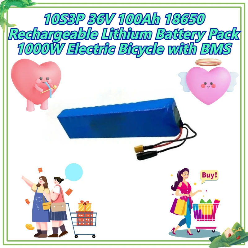 

10S3P 36V 100Ah 18650 Rechargeable Lithium Battery Pack 1000W Electric Bicycle with BMS
