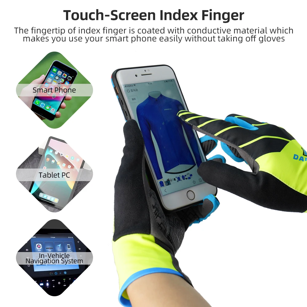 DAREVIE – gants de vélo pour écran tactile, longs, résistants aux chocs, respirants, taille longue