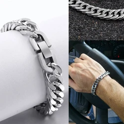 GOKADIMA Stainless Steel Cuban Bracelet for Men Punk Hand Chain Male Jewelry Accessories Gift,6mm/8mm/10mm Wide Silver Color