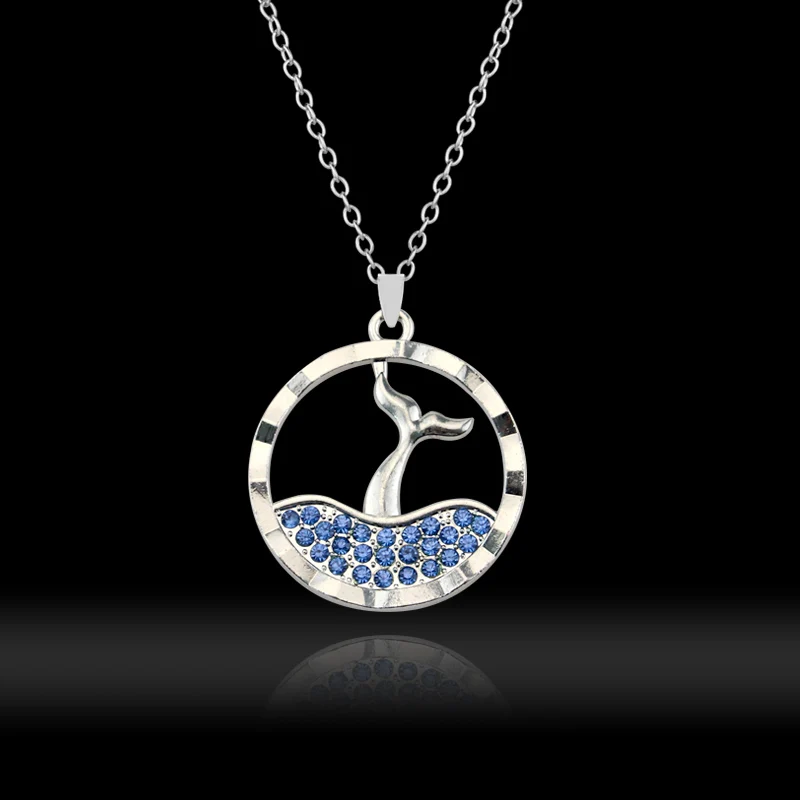 Romantic Legend Mermaid Tail Blue Sea Women Pendant Necklace Fancy Wedding Engagement Party Charms Daily Wear Accessories