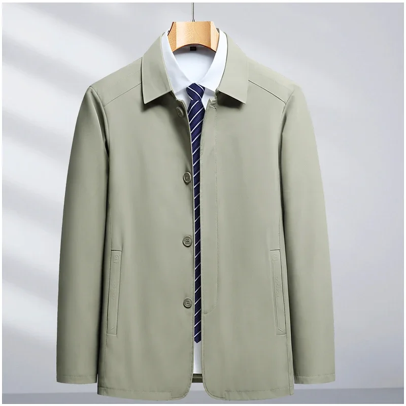 New Men's Business Jacket Spring and Autumn Outdoor Men's Jacket Corner Neck Zipper Classic Men's Jacket Men's Office Jacket