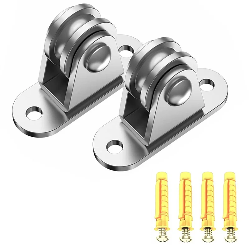 304 Stainless Steel Pulley Block, Small Pulley Block Silent Pulley, Material Handling and DIY Kits Moving, 2PCS