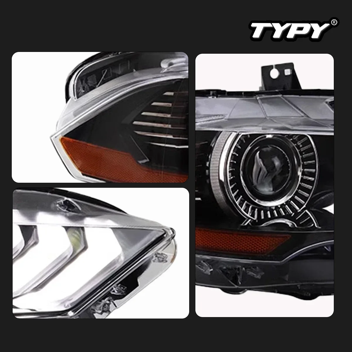 

TYPY New LED Head Lamp Upgrade Modified For Ford Mustang Headlight 2018-2023 Headlight Dynamic Signal Head Lamp Auto Accessories