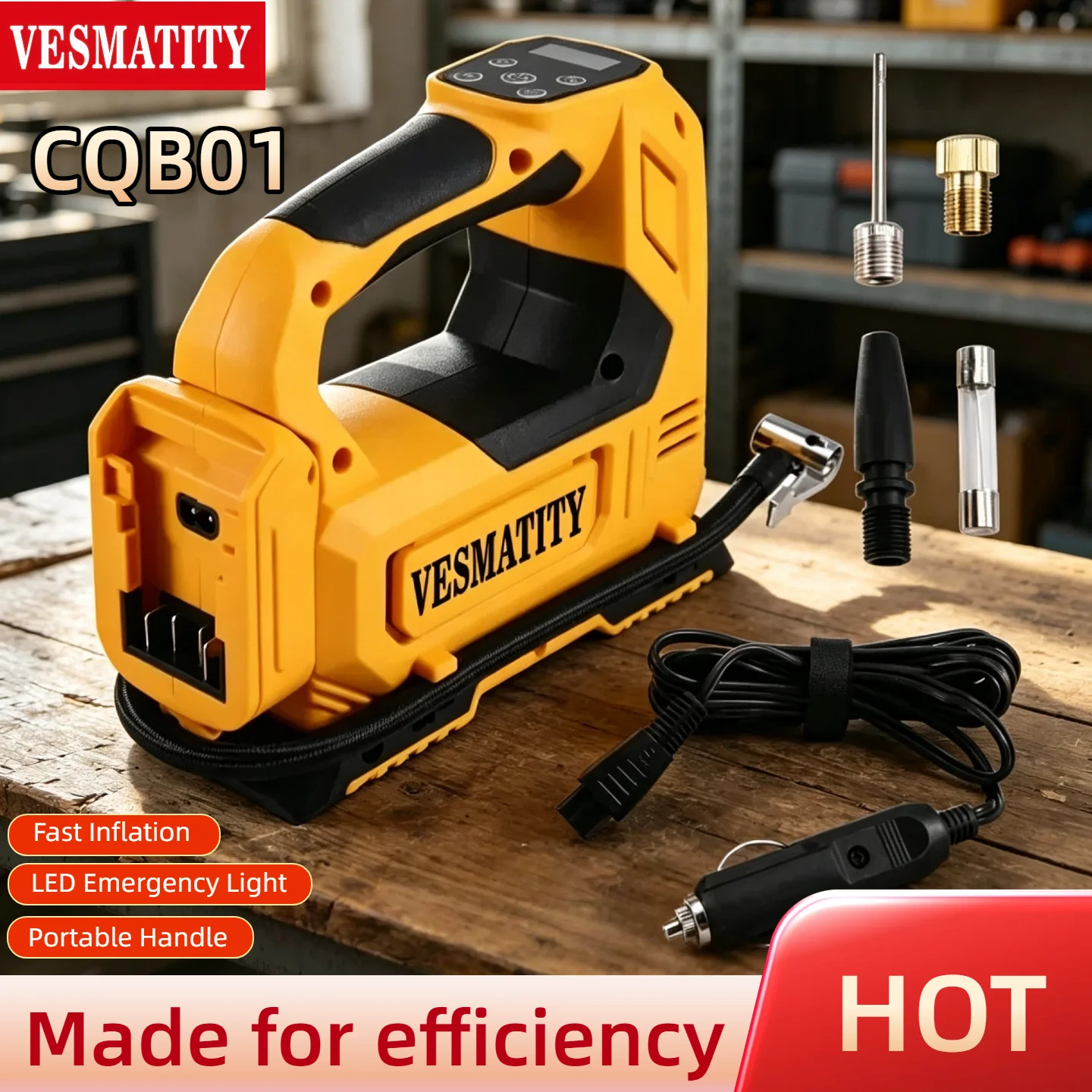 VESMATITY Air Compressor Cordless Car Tire Inflator Electric Pump Portable High Speed Heavy Duty For DeWALT Battery