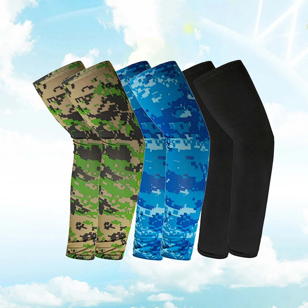 Camouflage Arm Warmers para homens e mulheres, proteção solar UV, refrigeração, capa de mão, esporte, refrigeração, ciclismo, pesca, novo