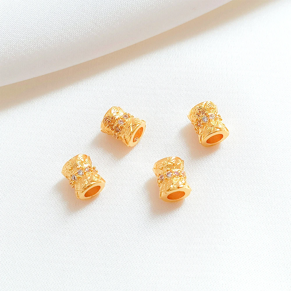 Brass Coated Gold Inlaid Raw Stone Bagua King Kong Stick Gourd Pattern Separated Bead Pendant DIY Jewelry Making Accessory