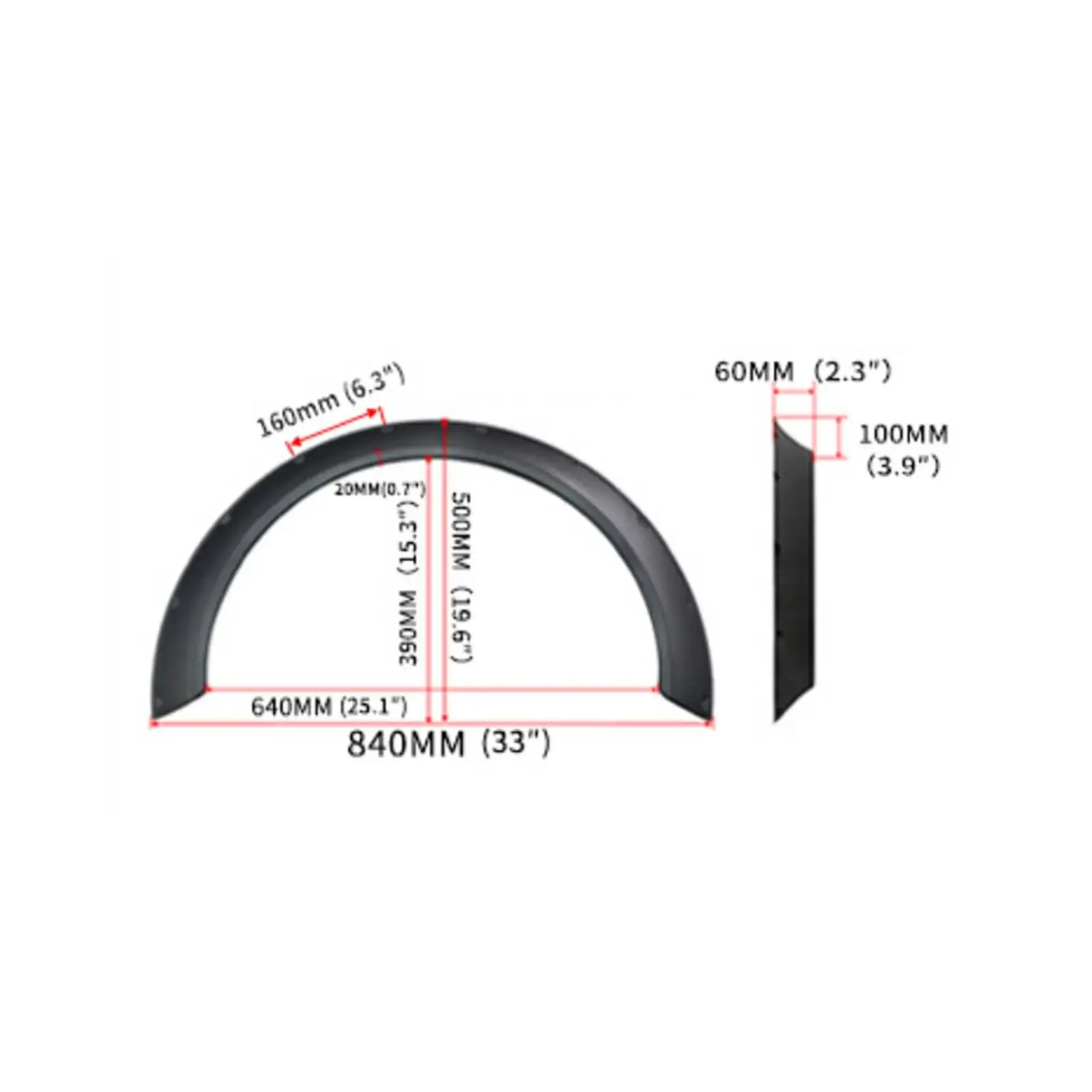 Black Plastic Car Fender Flare Wide Arch Molding Kit for Truck SUV Custom Body Work