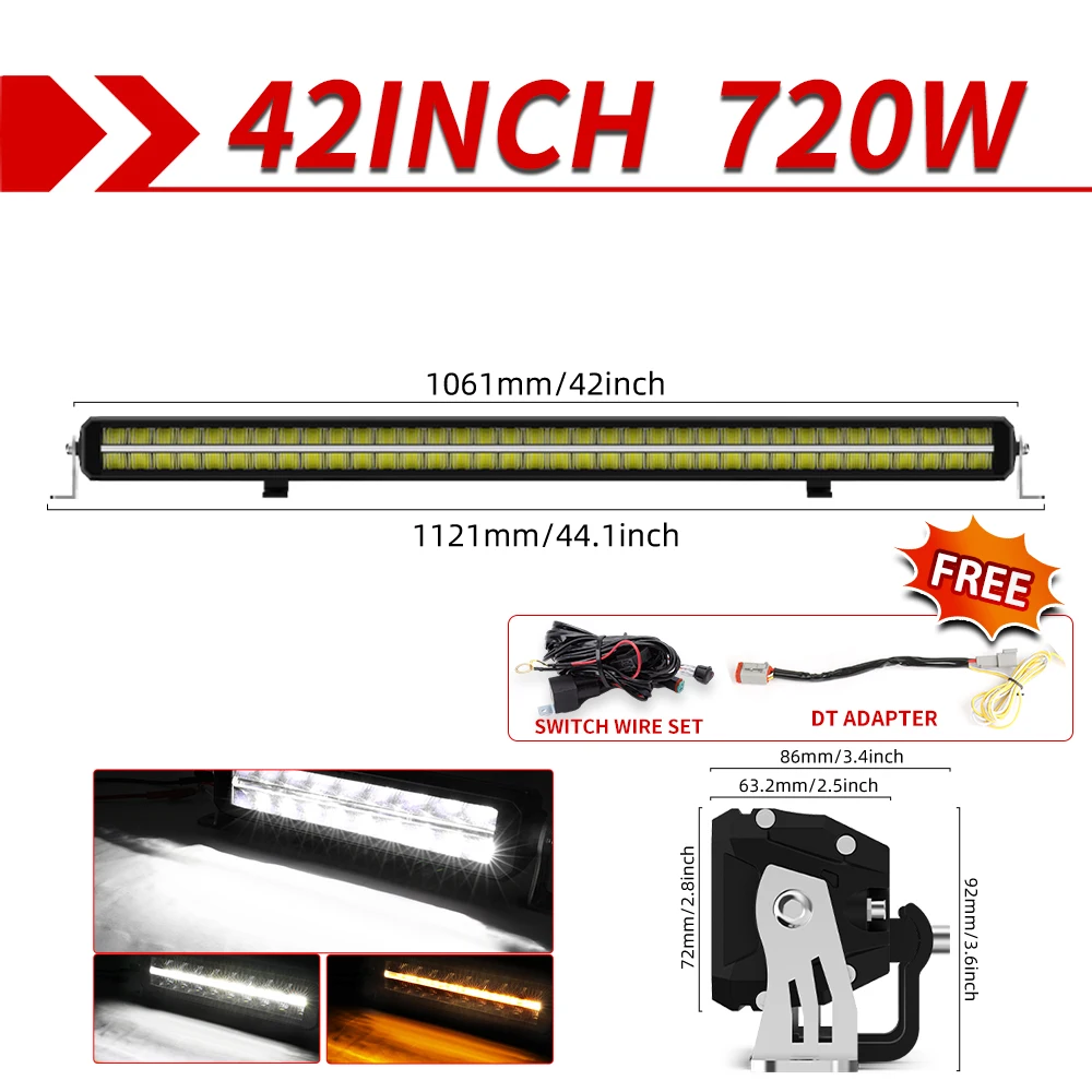 CO LIGHT 32 inch dubbele rij LED-lichtbalk anti-glare offroad 22 inch werklamp wit en oranje DRL met zij- en trapas voor SUV ATV