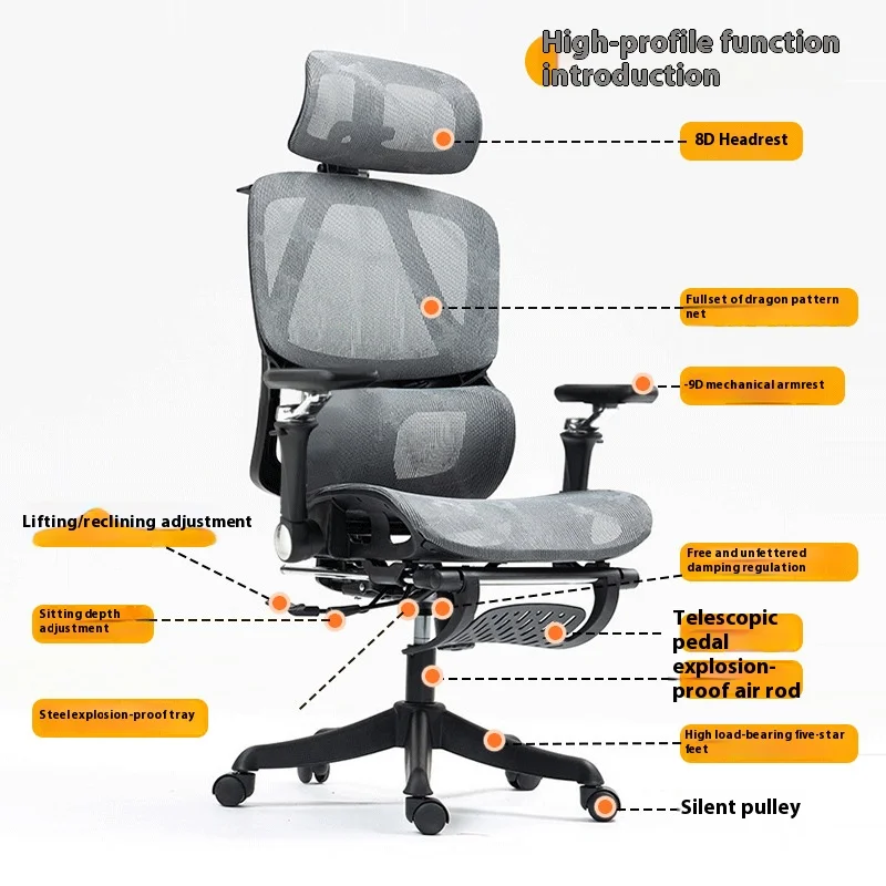 

3D Ultra Ergonomic Chair Crosslegged E-sports Aluminium Chairs 8D Headrest Armchair Headrest Chaise Ergonomique Furniture