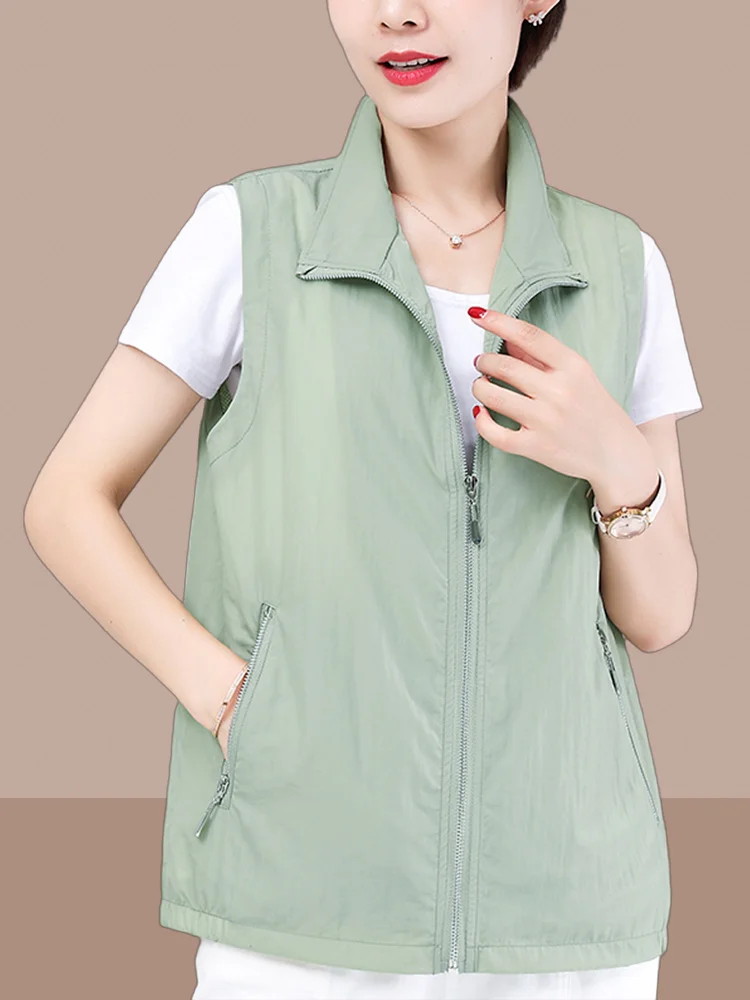 

Lightweight Faionable Vest Top for Women Cotton 00% Summer Outfit New Arrival Mommy Sle Versatile ket Detail Zipper C...