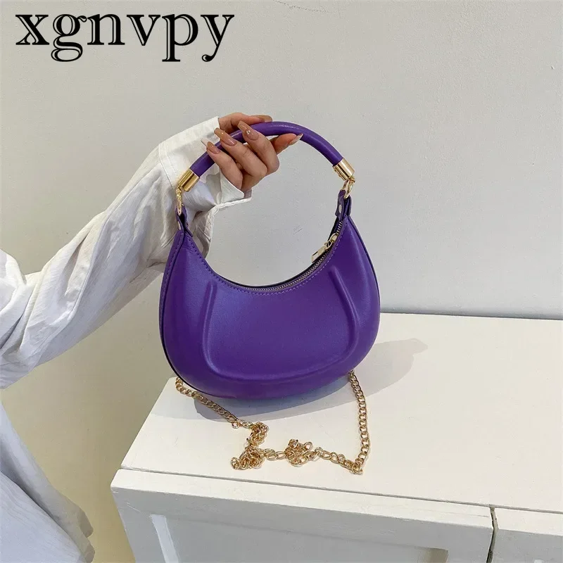 xgnvpy Cross-border Women\'s Bag Summer New Solid Color Handbag Ins Shoulder Chain