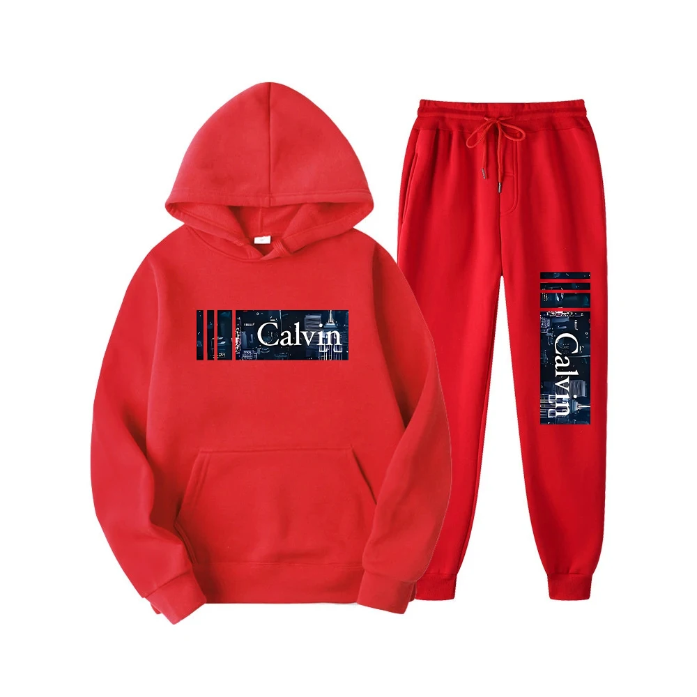 

2025 Men Letter Print 100% POLYESTER Men's Sportswear Set for Autumn and Winter Long-sleeved Fleece and Thickened Hooded Set