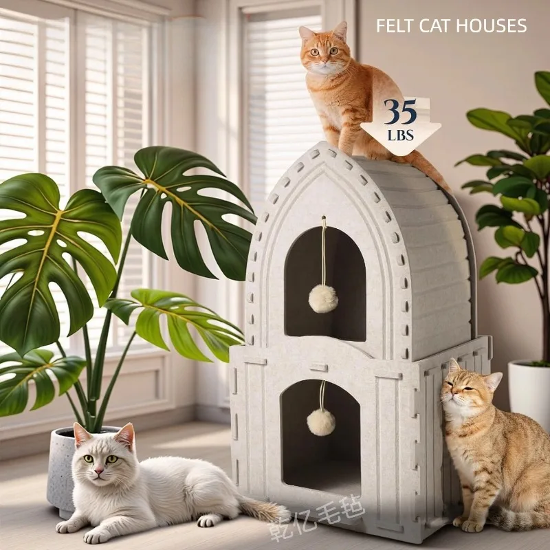 2 in1 Storey Detachable Cat House for Indoor Cats Bed with Washable Cushioned for Multi Small Pet Large Kitten Kitty Cat Condo