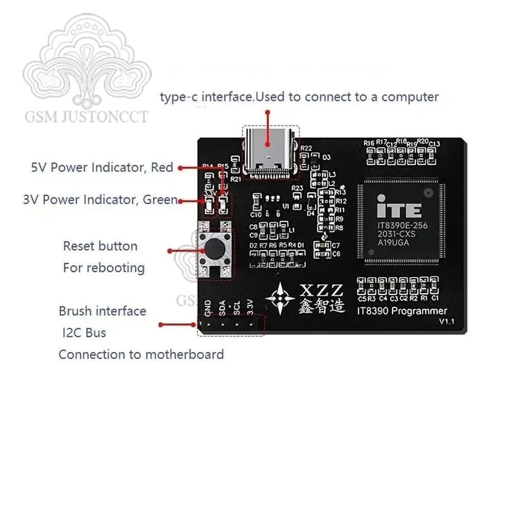 XZZ ITE Programmer For Macbook Lenovo Intel Laptop Burning ITE85XX ITE83XX IT8390 EC No-disassembly Read/Write Chip Tool