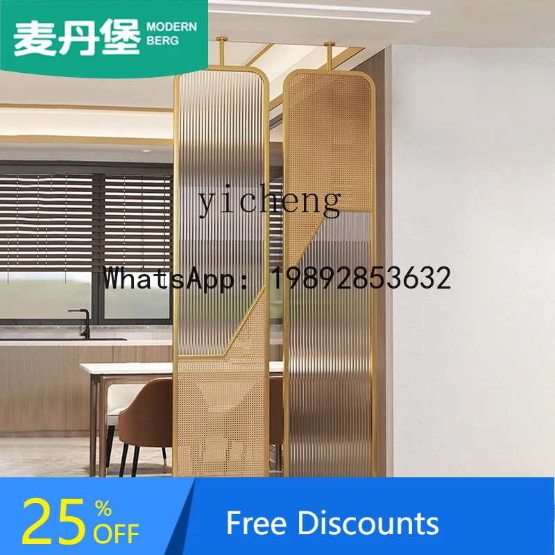 ABC  rattan glass screen partition, living room entrance to stainless steel glass screen
