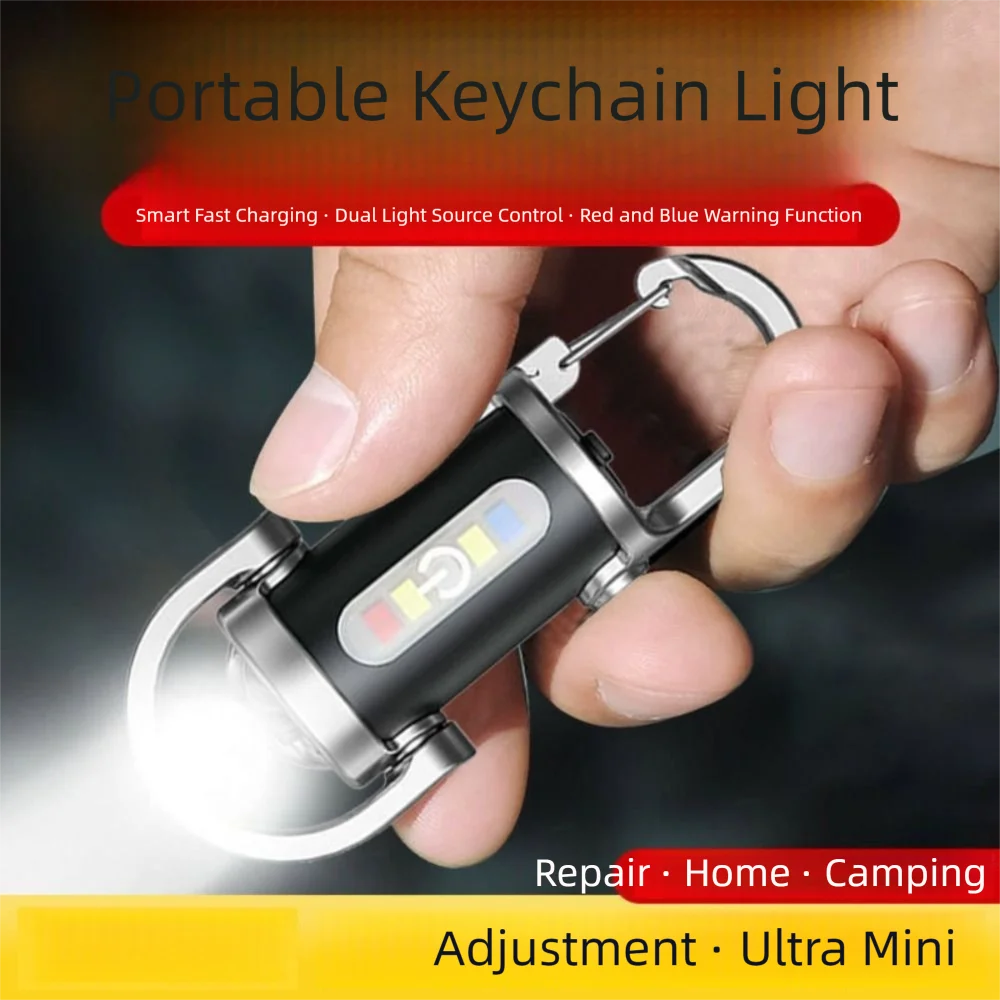 

Waterproof Mini Keychain Flashlight High Bright Portable LED Torch Lamp Lightweight Dual Light Source Emergency Work Lights