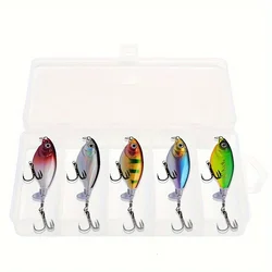 Señuelo de pesca Topwater 3D, 5 piezas, 6g/11g, Whopper Popper, cebo Artificial, Plopper duro, cola giratoria suave, aparejos de pesca