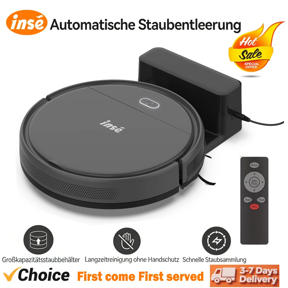 Roboter-Staubsauger 3-in-1 mit Selbstreinigungsfunktion, Selbstfahrender Sauger mit Starker Saugkraft, Abnehmbarer Wischmopp für Zuhause, Teppiche und Tierhaare