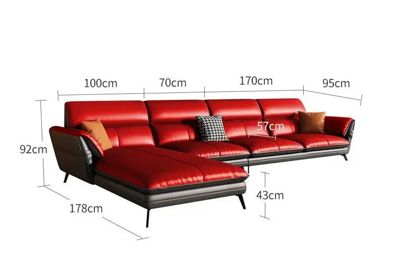 D06Modern Minimalist Living Room Leather Sofa for Living Room set Combination