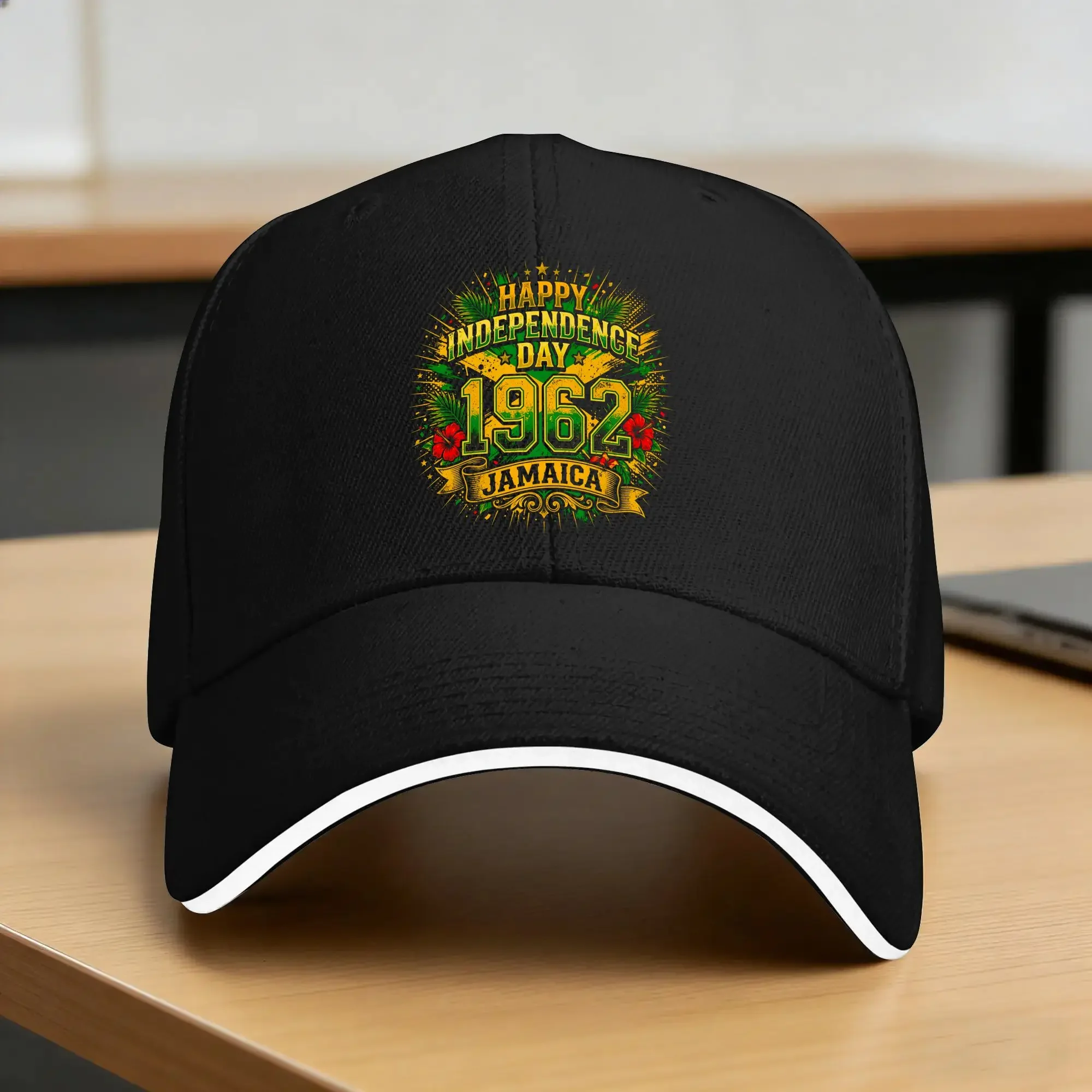 Happy Jamaica Independence Day1962 Proud Jamaican Flag Sun Baseball Cap Summer Street Style Trucker Hat For Unisex-Teens Cap