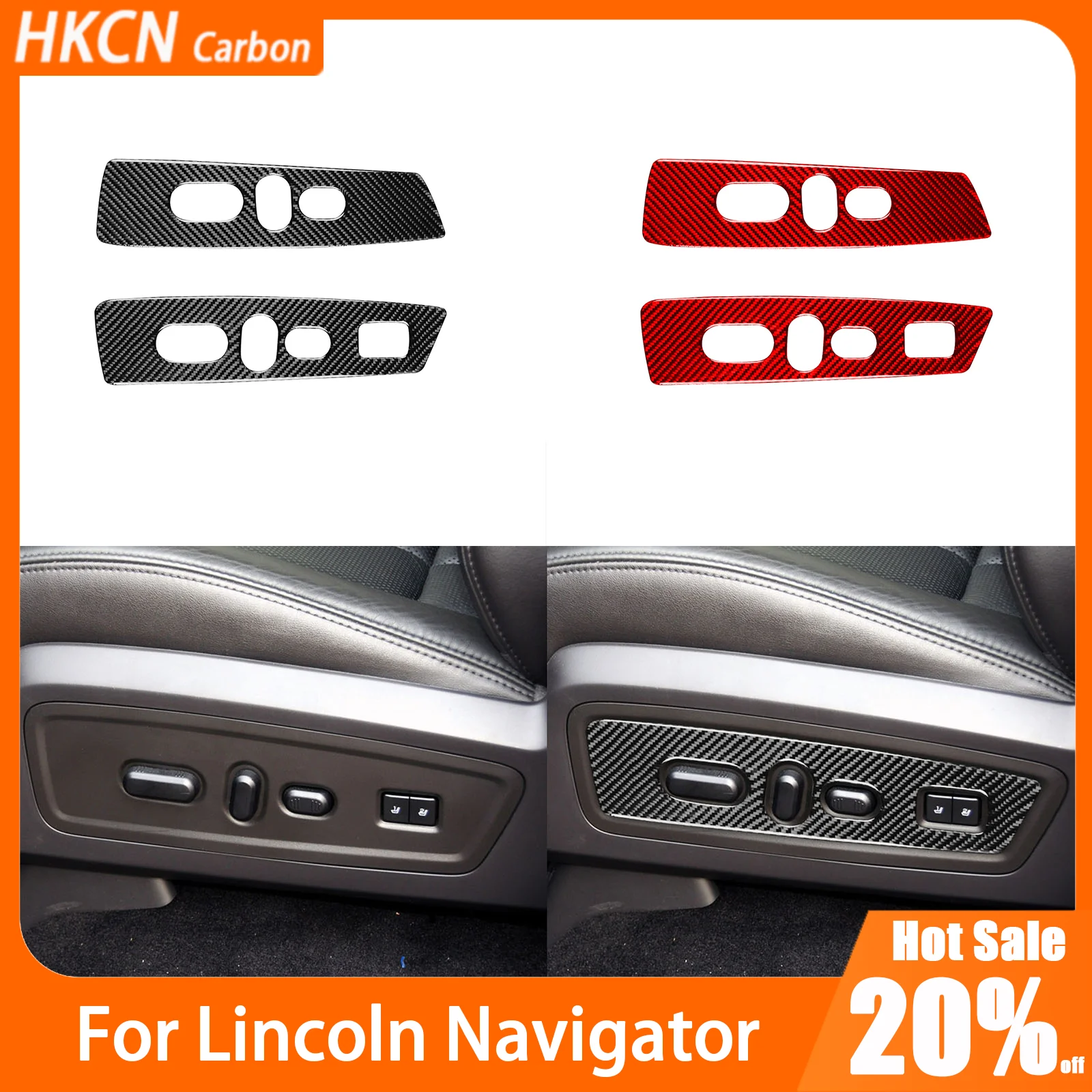 

For Lincoln Navigator 2007—2014 Car Interior Accessories Carbon Fiber Seat Adjustment Panel Decals Cover Trim Modified Sticker