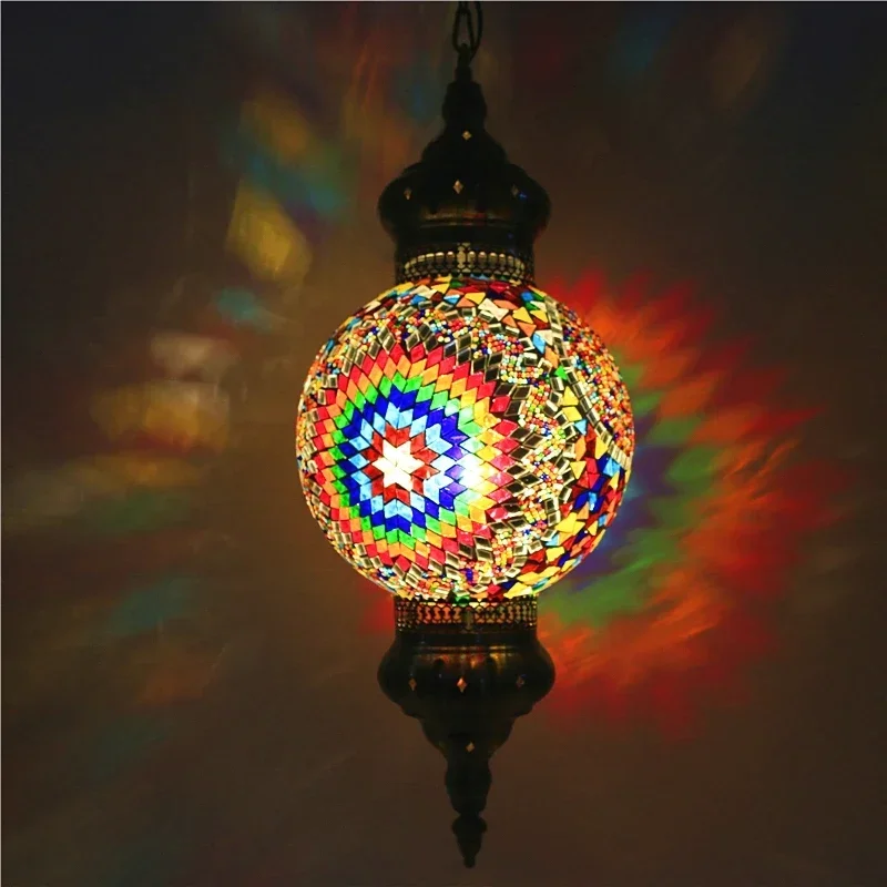turkish moroccan pendant light handmade mosaic stained glass Corridor Stairwell cafe restaurant hanging  lamp