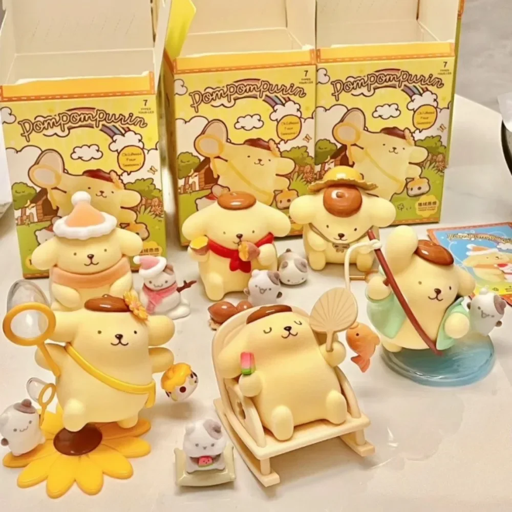 Sanrio Pom Pom Purin  Blind Box Childhood Seasons Series Action Figure Doll Anime Character Surprise Boxed Cute model doll Toys