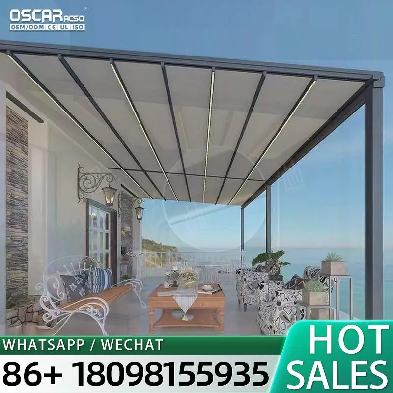 

Outdoor Aluminum Patio Awning Cover PC Polycarbonate Sail Electrically Operated Balcony Canopy Retractable Roof for Garden Terra