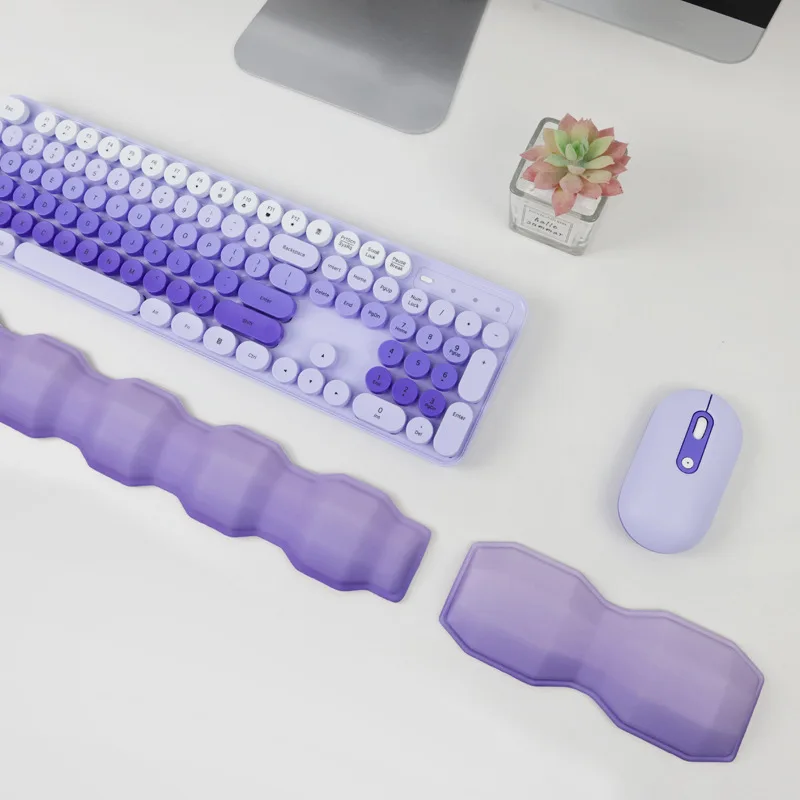 Gradient Color Keyboard Wrist Rest Mouse Pad Extra Thick Gaming Support Large Non-Slip Office Desk Mat with Memory Foam