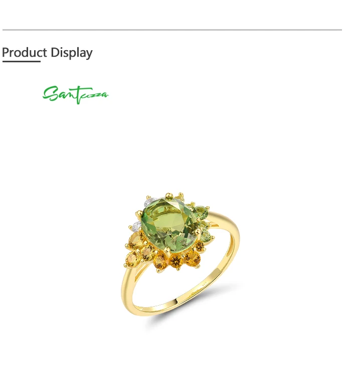 SANTUZZA Echter 925 Sterling Silber Ring für Damen Funkelnder Synthetischer Grüner Spinell Wunderschöne Hochzeitsgeschenke Edler Schmuck – Detail 11