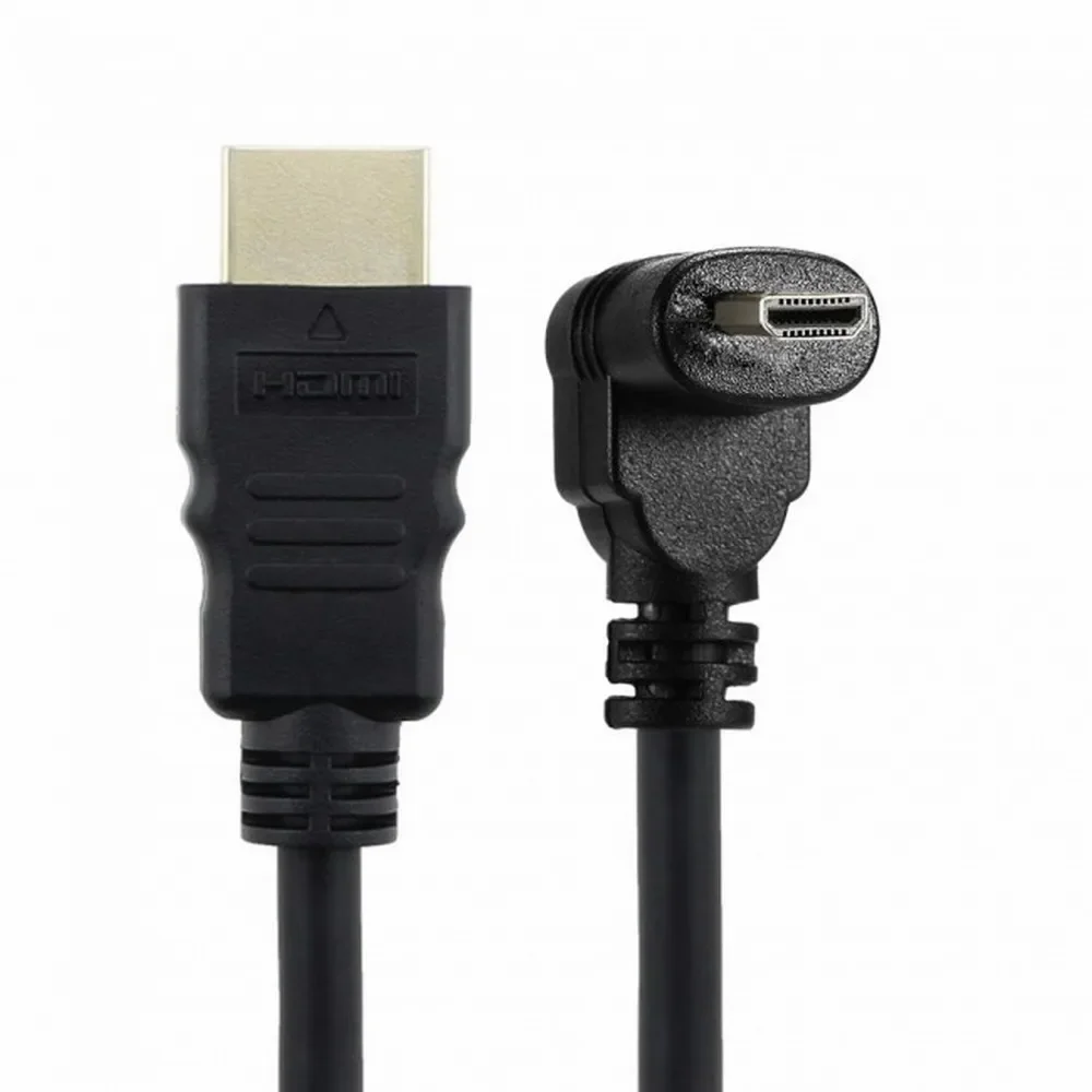 Xiwai Down Angled Micro HDMI to HDMI Male HDTV 90 Cable Degree for Cell Phone Tablet Camera