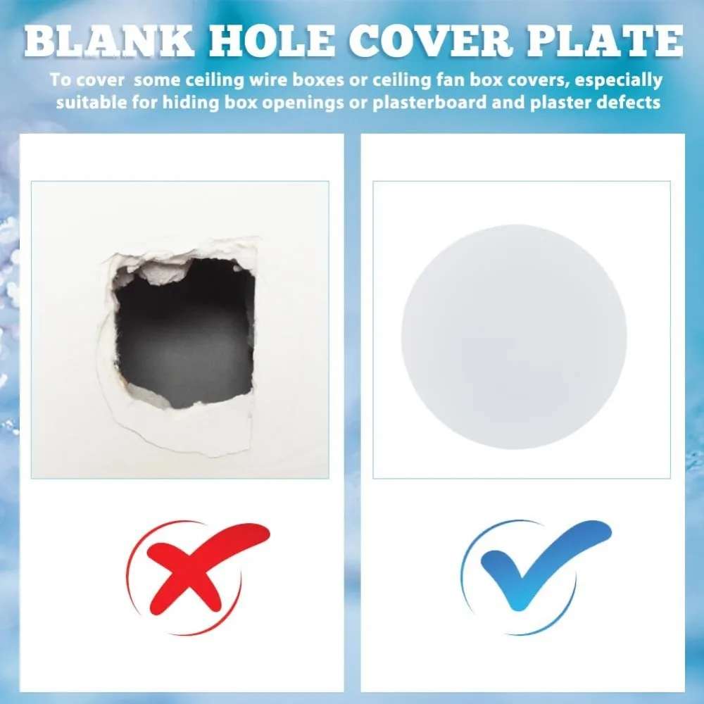 8Pcs Plastic Flat Blank Wall Hole Cover Sheets with 60PCS Plastic Stickers 5.98inch PVC Material Dustproof Cover Plate Flat Roun