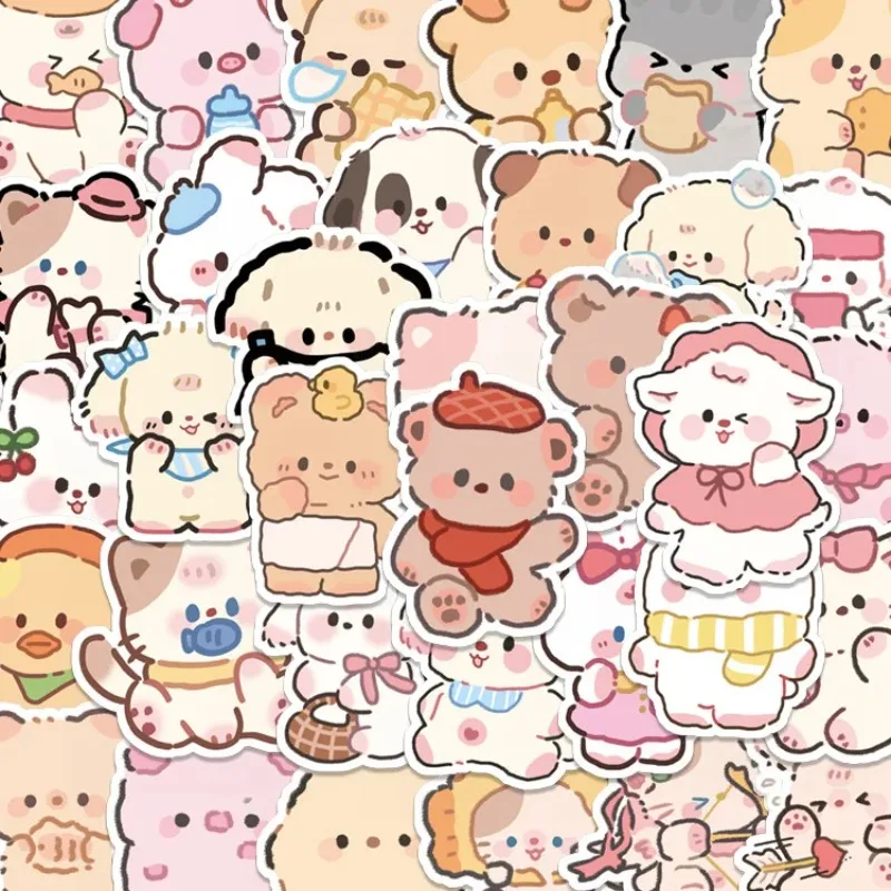 

100PCS Cute Playful Bear Animals Stickers Scrapbooking Stick Label Diary Journal Stationery Album Sticker Decals DIY Kids Toys