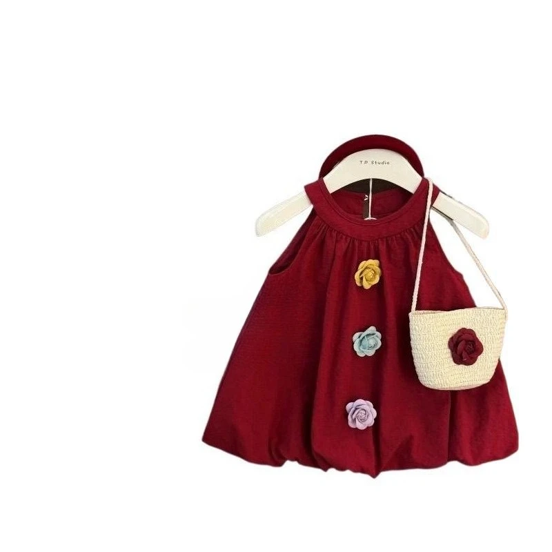 New Arrival Toddler Girl Holiday Vibe Camisole Dress, Brightening Skin Tone Bubble Skirt, Kids Fashion All-match Princess Gown