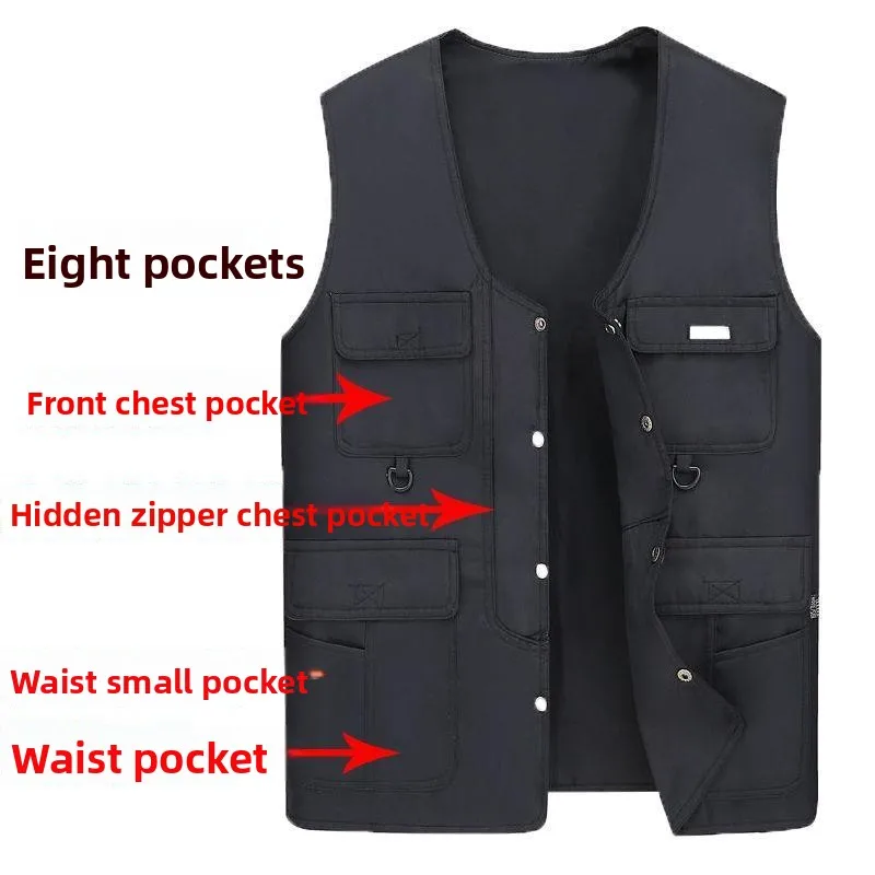 Loose Fit Outdoor Men's Vest Autumn Winter Spring Seasonal Polyester Fiber V Neck Business Style Special Wide Version