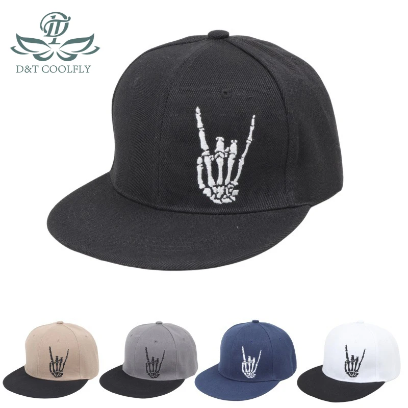 

D&T 2024 New Fashion Baseball Cap Men Women Punk Style Skull Finger Embroidery Decoration Adjustable Versatile Casual Cotton Cap