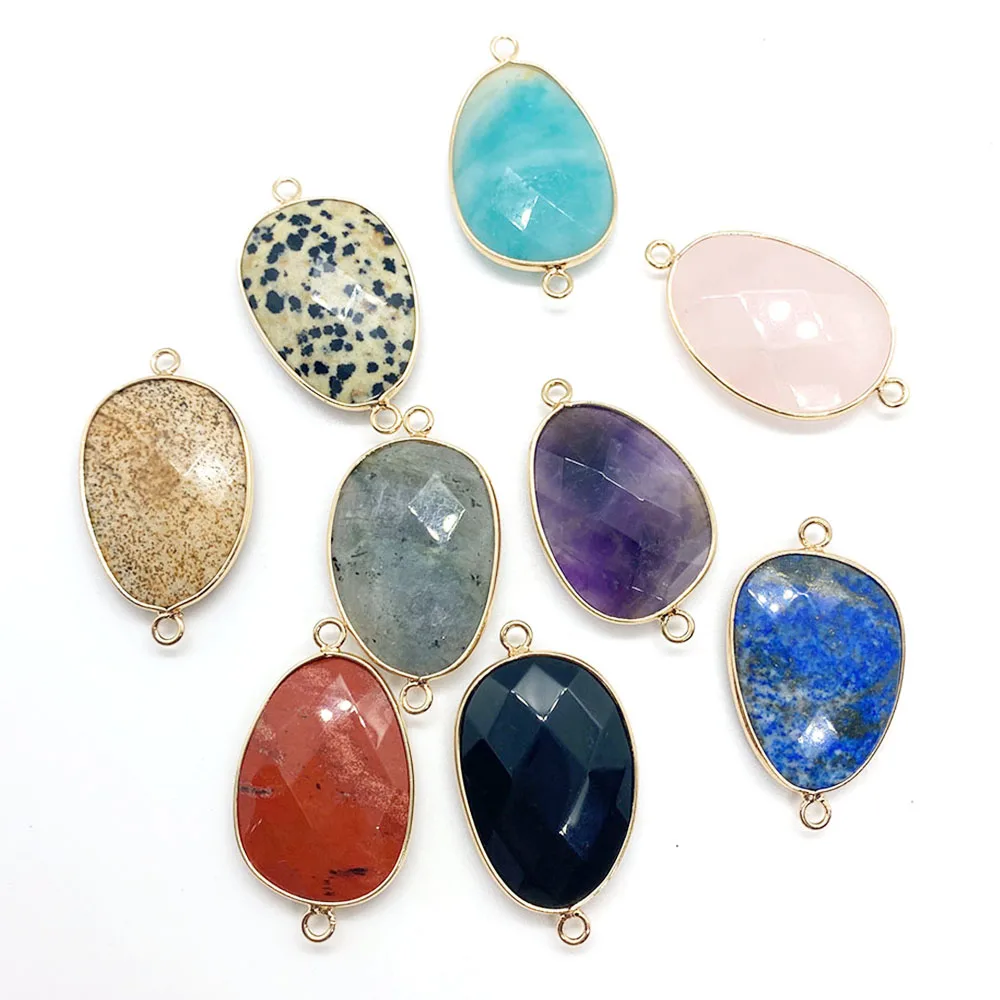 

Irregular Shape Connector Cut Bread Edge Natural Stone Strawberry Crystal Amethyst Pendant Diy Jewelry Making Necklace Earrings