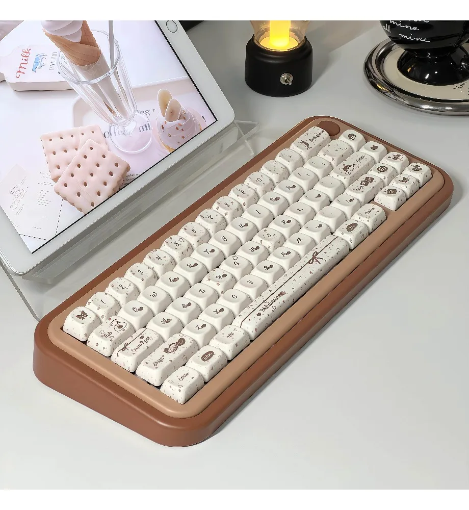 Keycaps Personalized Chocolate Crispy Keycaps Original FOA Height PBT Full Five Sided Hot Sublimation Cute Mechanical Keyboard