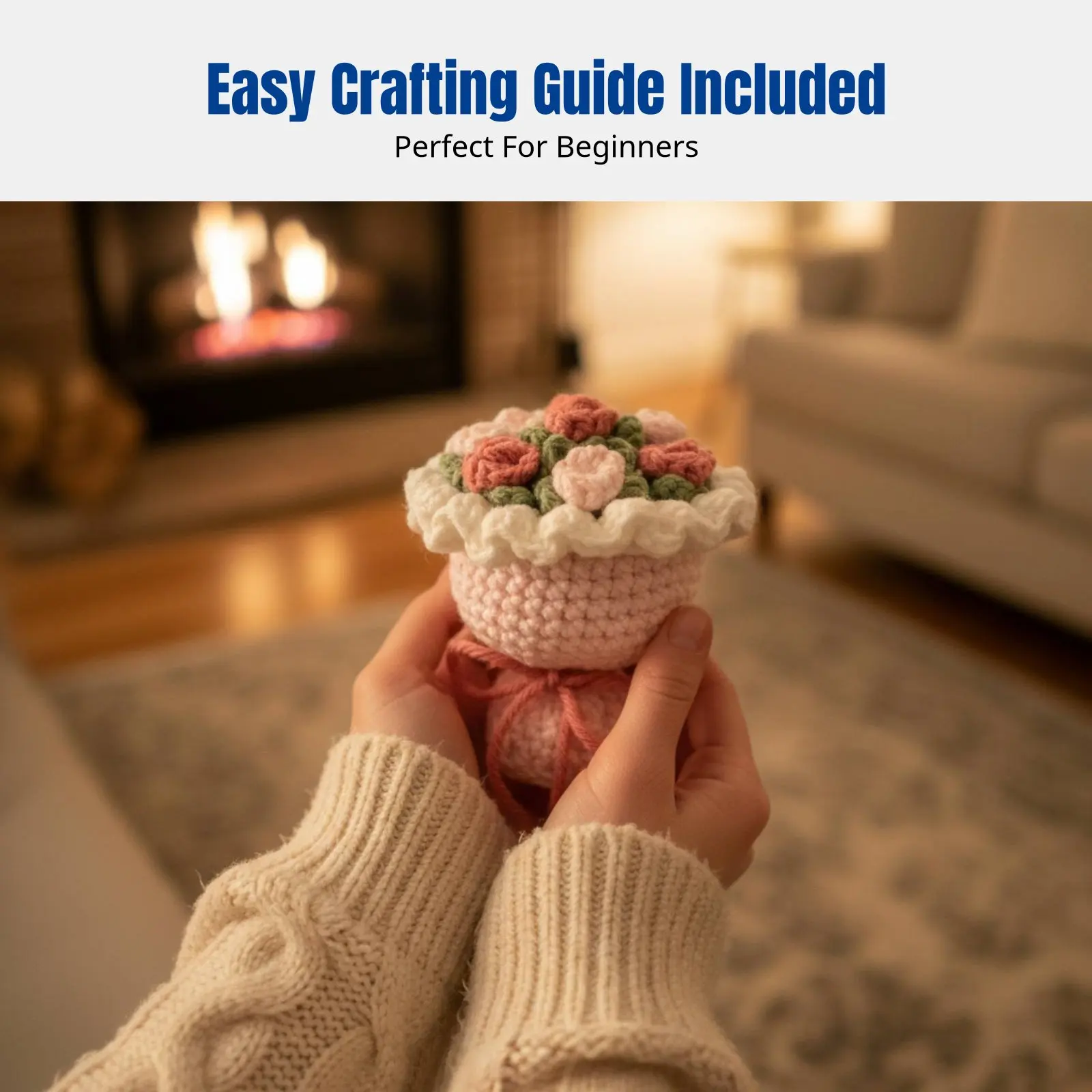 

Handmade Yarn DIY Kit, Mini Crochet Arrangement Keychain, Car Decoration, Gift, Relaxation