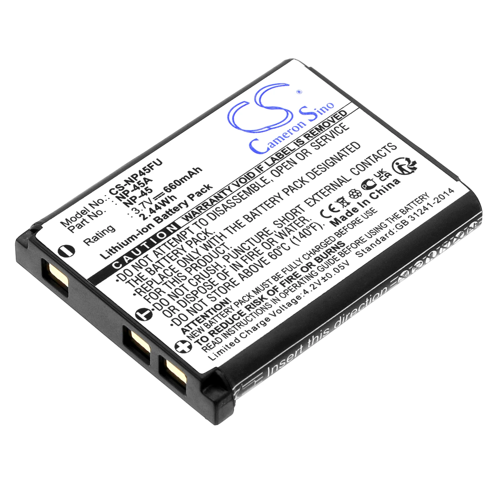 CS Battery 3.7V/660mAh NP-45 for Fujifilm Share SP2 Z250fd Z10fd J10 J150W Z30 J25 J12 L50 JZ700 Fits 45S 45B BP-DC17 NS-DSC10SL