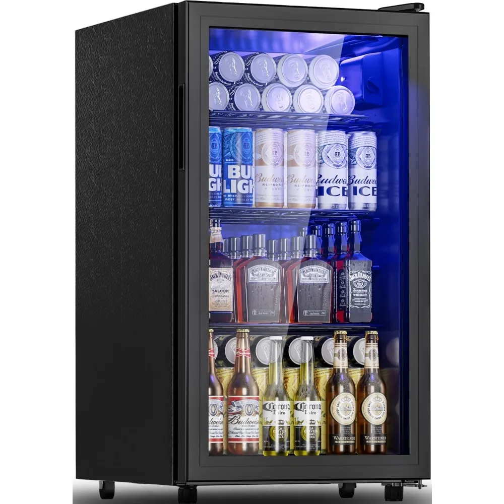 

Beverage Refrigerator Cooler - 128 Can Drink Beer Fridge, Wine Soda Cooler, Mini Fridge Glass Door Front for/Home/Office/Bar