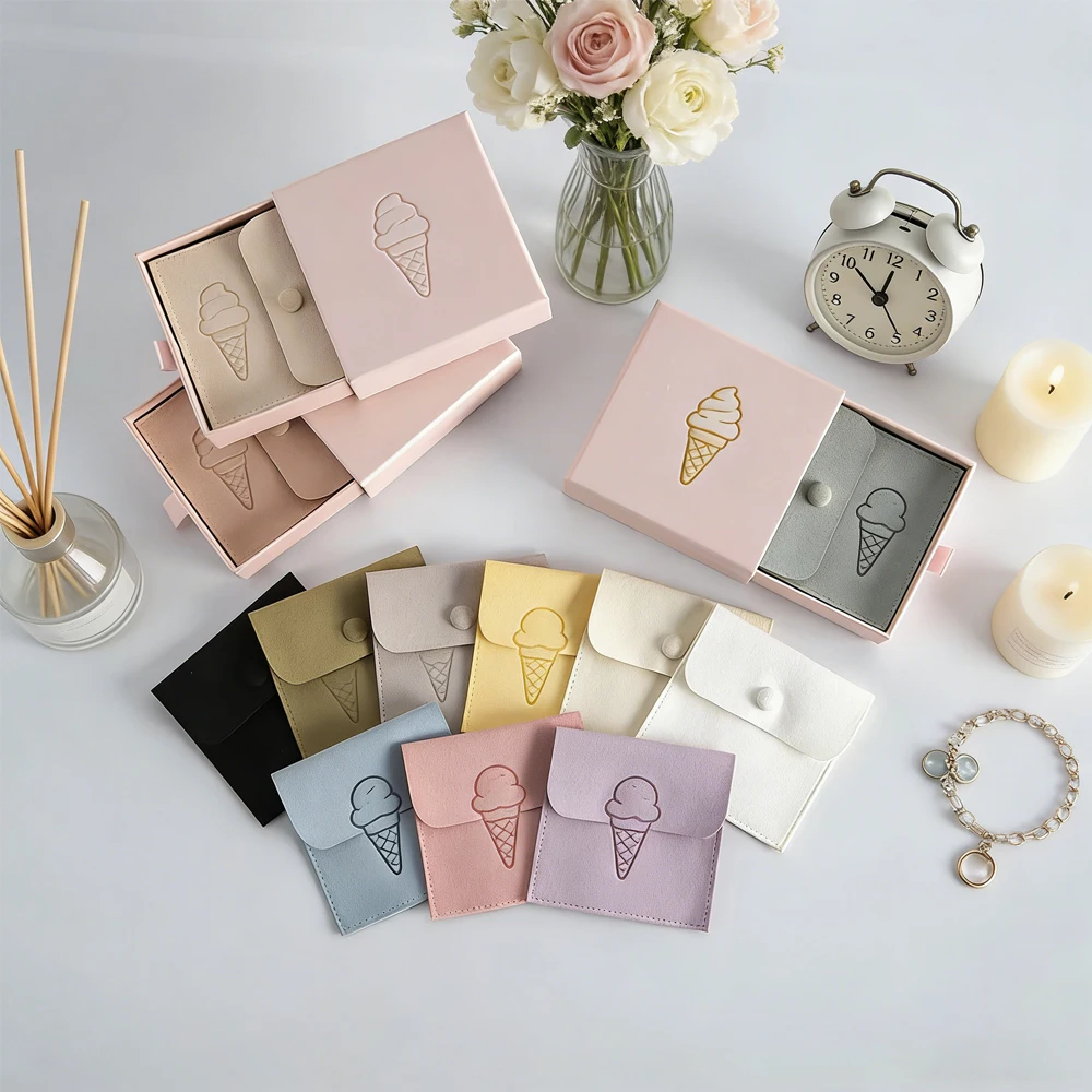 

Набор из 24 персонализированных бумажных коробок для украшений с выдвижным ящиком, подарочные коробки для свадьбы, косметики, серег, колец, с микрофибровым мешочком на застежке