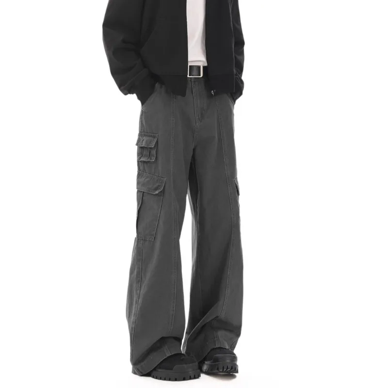 Men's Overalls Summer New Style American Retro Multi-pocket Handsome Loose Straight Casual Long Pants