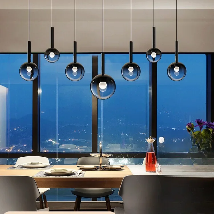 Italian minimalist restaurant chandelier modern minimalist light luxury glass creative new lifting multi-head chandelier