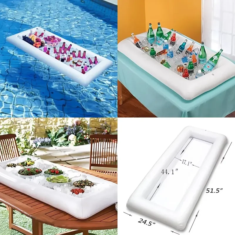 Inflatable Floating Pool Table Beer Cooler Tray Air Mattress for Swimming Pool Beach Bar Drink Holder Lounge Raft