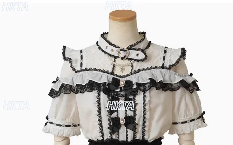 Japanese Liz Mine Women\'s Shirt Summer Off Shoulder Big Bow Short Sleeve Top Cute Girl BlousesHigh Waist Skirt 2 Piece Skirt Set