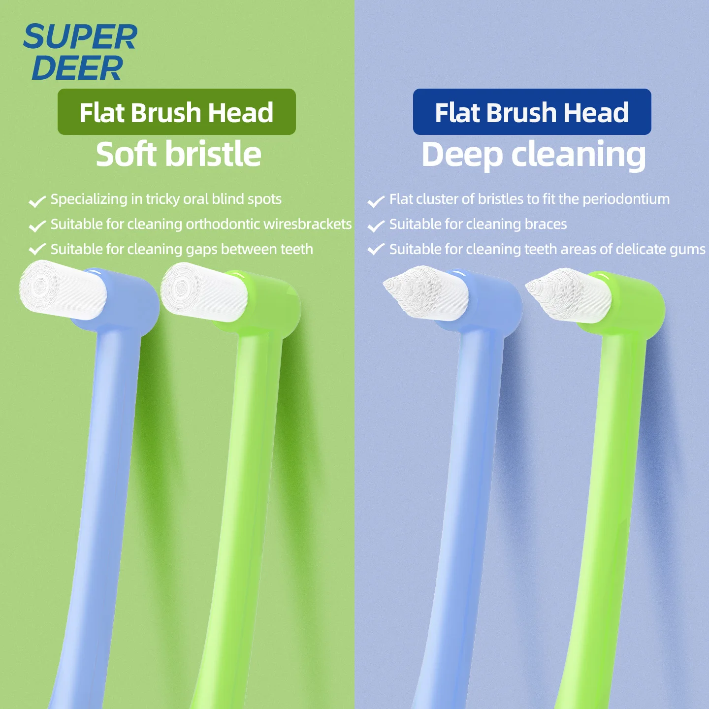 1-3PCS Orthodontic Toothbrush Single Tuft High-Density Soft Bristles Pointed&Flat Head Interdental Brush Oral Care Cleaning Tool